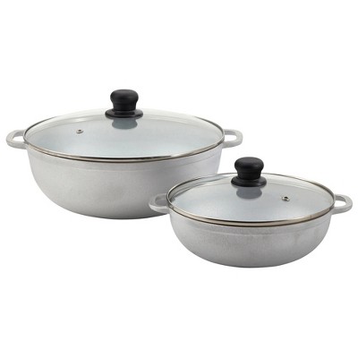 LunaLulinlk 2.5/7.0qt Cast Aluminum 2pc Set with Glass lid - 22/30cm