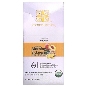Secrets of Tea Organic No To Morning Sickness Tea, Caffeine Free, Peach & Ginger, 20 Tea Bags, 1.41 oz (40 g) - 1 of 3