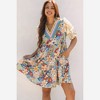 Amaryllis Women’s Floral Puff Sleeve Ruffle Tiered Mini Dress with Mixed Print Accents V-Neck - 4 of 4