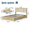 Garvee Bed Frame with Natural Rattan Headboard, Wood Slat Support, Metal Base - 2 of 4