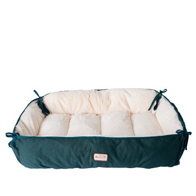 Large Green and Ivory Waterproof Elevated Pet Bed
