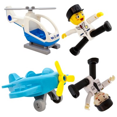 PICASSO-TILES 4 PC Pilot, Helicopter, Airplane Set, Magnetic Tiles, Building Blocks, STEM Toys for Kids 3+