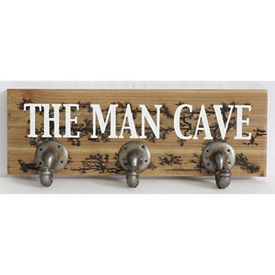 TX USA Corporation Contemporary Rustic Man Cave Design Wall Art with 3 Metal Pipe Hook
