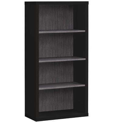 Bookshelf, Bookcase, Etagere, 5 Tier, 48"h, Office, Bedroom, Black And Grey Laminate, Contemporary, Modern