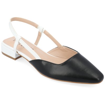 Journee Collection Womens Paislee Sling Back Block Heel Square Toe Flats