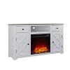 60" Farmhouse TV Stand with Electric Fireplace, Storage & Cable Management - Festivo - 2 of 4