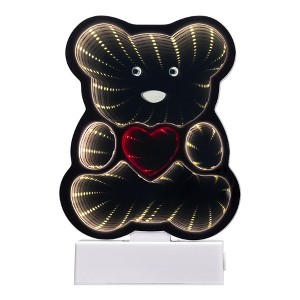 Northlight LED Lighted 3D Teddy Bear with Heart Infinity Mirror - 8" - 1 of 4