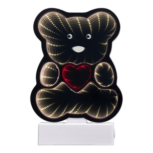 Northlight LED Lighted 3D Teddy Bear with Heart Infinity Mirror - 8" - image 1 of 4