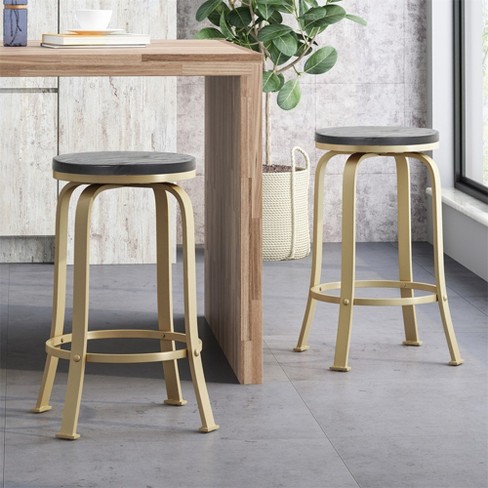 Bar Stool Chairs With Powder-coated Frame, Sleek Wooden Seating Barstools With Swivel Function For Kitchen Island Bar Livingroom 24.25 Inches - image 1 of 4