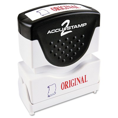 Accustamp2 Pre-Inked Shutter Stamp with Microban Red/Blue ORIGINAL 1 5/8 x 1/2 035540
