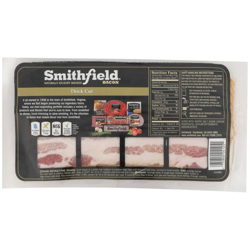 Smithfield Thick Cut Hickory Smoked Bacon - 16oz, 2 of 4