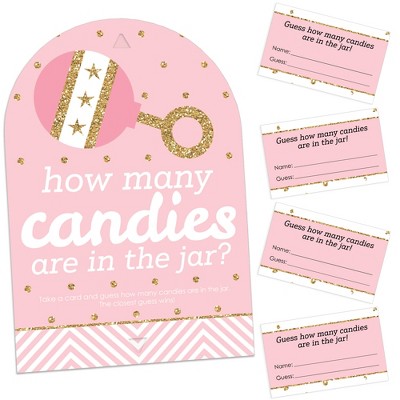 Baby Shower Printable Game Candy Jar or Bottle Guessing Game Sign and Tags  Baby Girl Pink Polka Dot Candy Jar Game B2003 (Download Now) 