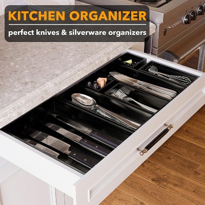 SpaceAid 7-Piece Bamboo Drawer Organizer Set – Multi-Use Divider Bins for Kitchen, Bathroom, Office, and Makeup Storage, Black — фото 3