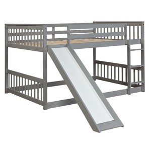 NicBex Full Over Full Bunk Bed with Slide and Ladder for Kids Teens Adults,Gray/White - 1 of 4