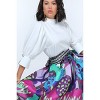 Slickblue Women's Puff Sleeve Blouse, Pearl Button Detail, Dressy Top for Work or Events, Off White, S-L - 3 of 4