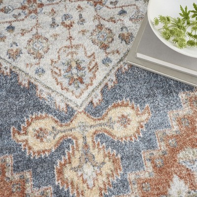 Vintage Persian Denim Multi 5' x 7' Flatweave Washable Area Rug
