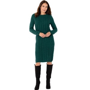 Woman Within Women's Plus Size Cable Knit Sweater Dress - 1 of 4