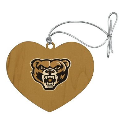 Oakland University Primary Logo Heart Love Wood Christmas Tree Holiday Ornament