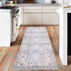 Acekool Washable Area Rug, Soft Distressed Low Pile Non-Slip Vintage Carpet, Foldable Indoor Floor Rug for Living Room, Bedroom - 1 of 4