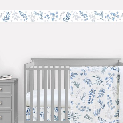 Botanical Leaf Wall Paper Border Blue - Sweet Jojo Designs