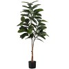 Monarch Specialties Artificial Plant 52 inch Tall Rubber Tree Indoor Faux Fake Floor Greenery Potted Real Touch Decorative Green Leaves Black Pot - 2 of 4