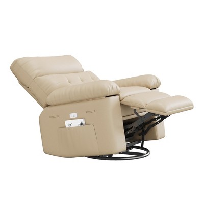 homfan Electric Recliner Chair - PU Leather 360° Swivel Recliner with Heat and Massage, Comfortable Lazy Chair for Living Room, Bedroom, Nursery