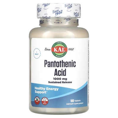 KAL Pantothenic Acid, 1,000 mg, 100 Tablets