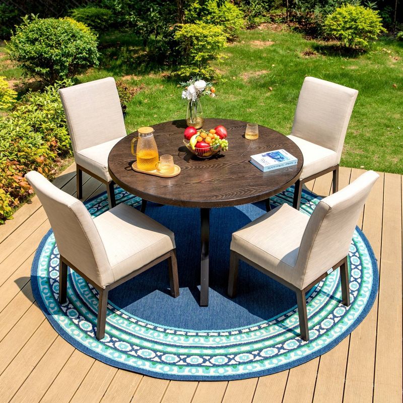 5pc Outdoor Dining Set with Round Painted Table with Umbrella Hole - Captiva Designs, 1 of 11