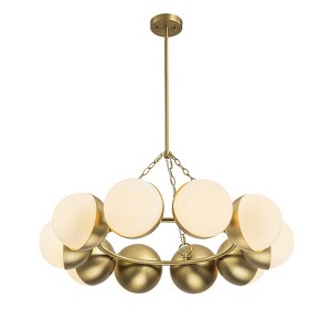 LLHZSY 10 - Light Dimmable Gold Sputnik Modern Round Globe Chandelier - W33 43/50" - 1 of 4