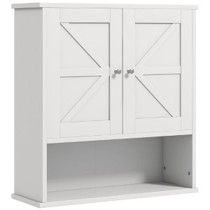 Farmhouse Bathroom Medicine Cabinet, Wall Cabinet with Barn Doors and Adjustable Shelf for Laundry Room - 1 of 4