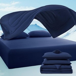Cooling Comforter Set - Ultra Comfort with Cooling Blanket, Wrinkle-Free Deep Pocket Fitted Sheet, Breathable Pillowcase(s) for Skin and Hair Bedding - 1 of 4