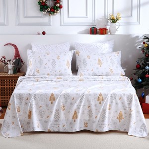 Christmas Bed Sheets, Soft Brushed Microfiber, 16" Deep Pocket Fitted Sheet, Flat Sheet and 2 Pillowcase - 1 of 3