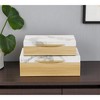HomeRoots Set Of Two Natural And White Wood And Faux Marble Jewelry Boxes - 2 of 4