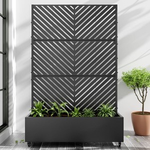 PexFix 72 in. H x 47 in. W Black Metal Rectangle Wall Planter Box with Trellis for Climbing Plants - 1 of 4