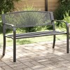 vidaXL Black Steel Outdoor Garden Bench - Comfortable Patio Seating with Armrests, Backrest & Powder-Coated Finish, Ideal for Backyard/Patio - 2 of 4