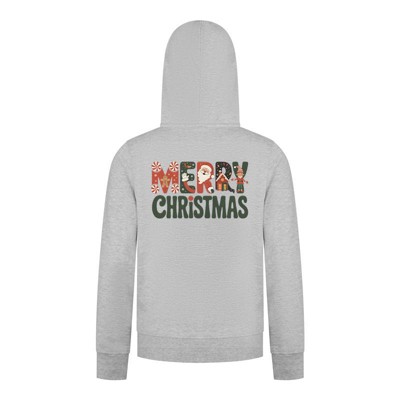 Everyday Kids Christmas Collection Merry Christmas Boys Zip Up Hoodie – Holiday Sweatshirt - Heather Gray