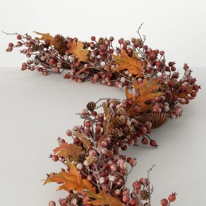 72"L Sullivans Artificial Rustic Berry Leaf Fall Garland, Multicolor - 1 of 3