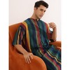 Lars Amadeus Men's Contrast Color Short Sleeves Button Down Stripes Nightgown - 2 of 4