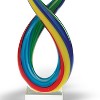 HomeRoots 16" Clear Red Blue Yellow Murano Glass Modern Abstract Tabletop Sculpture - 4 of 4