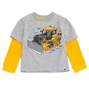 John Deere Tractor Construction 2fer Waffle Knit Hangdown Long Sleeve T-Shirt - 1 of 4
