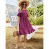 Coolmee Women Casual Ruffle Hem Round Neck Short Sleeve Tiered Flowy Midi Dress With Pockets - 2 of 4