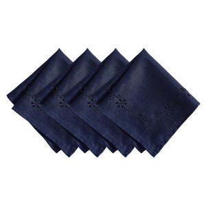 Snowflake Laser Cut Napkins, Set of 4 - Blue - 17x17 - Elrene Home Fashions - 1 of 3