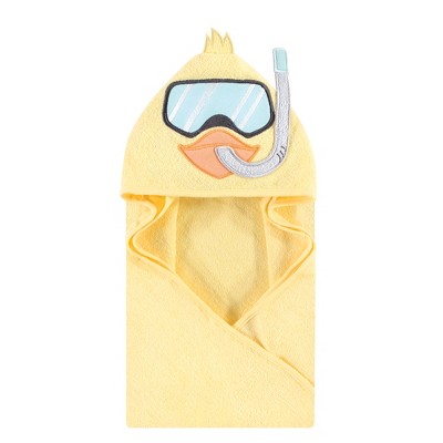 Hudson Baby Infant Unisex Cotton Animal Face Hooded Towel, Scuba Duck, One Size