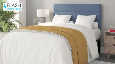 Gray Tufted Faux Linen Upholstered Queen Headboard