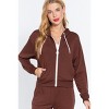 Slickblue Women's Fleece French Terry Hoodie Jacket, Zip Up with Drawstring, Long Sleeve, Sepia Color, Size S-L - 2 of 4