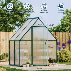 Polycarbonate Greenhouse for Outdoors, Large Walk-InGreenhouse with Quick Setup Structure and Roof Vent, Greenhouse with Ventilation - 1 of 4