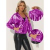 Allegra K Women's Casual Holographic Hooded Long Sleeve Zipper Metallic Jacket - 2 of 4