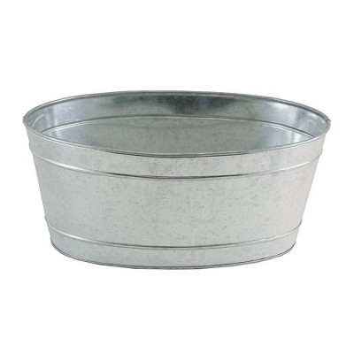 10.75" Small Oval Galvanized Tub with 2 Side Handles Steel - ACHLA Designs