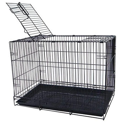 YML 20-Inch Small Animal Crate with Wire Bottom Grate and Black Plastic Tray Black