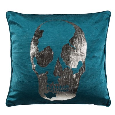 Romey Skull Pillow - Dark Green - 20" x 20" - Safavieh